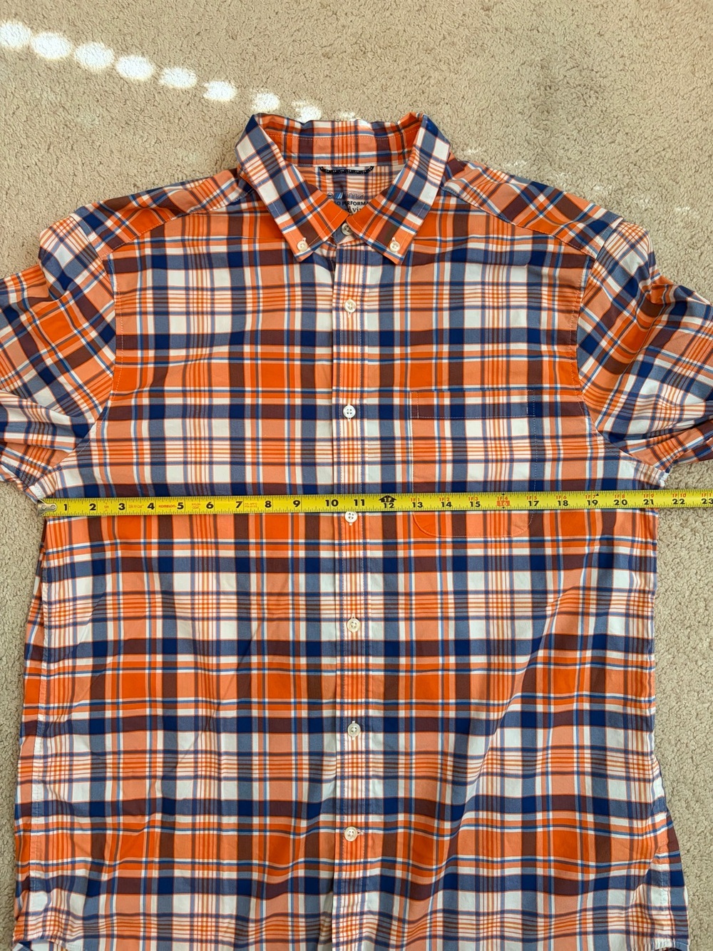 Vineyard Vines On-The-Go Performance Men's L Plaid Button Down Shirt Orange Blue - Picture 7 of 7